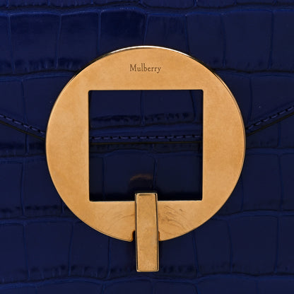 Mulberry Shiny Croc Calfskin Embossed The Mews Satchel Cobalt Blue 10 of 14