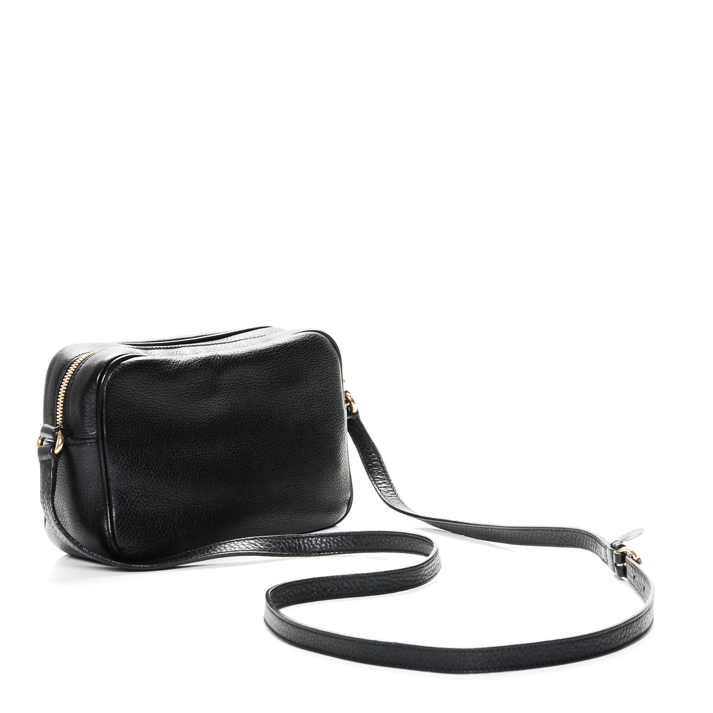 Pebbled Calfskin Small Soho Disco Bag Black