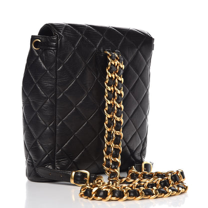 Chanel Lambskin Quilted Drawstring Backpack Black 3 of 10