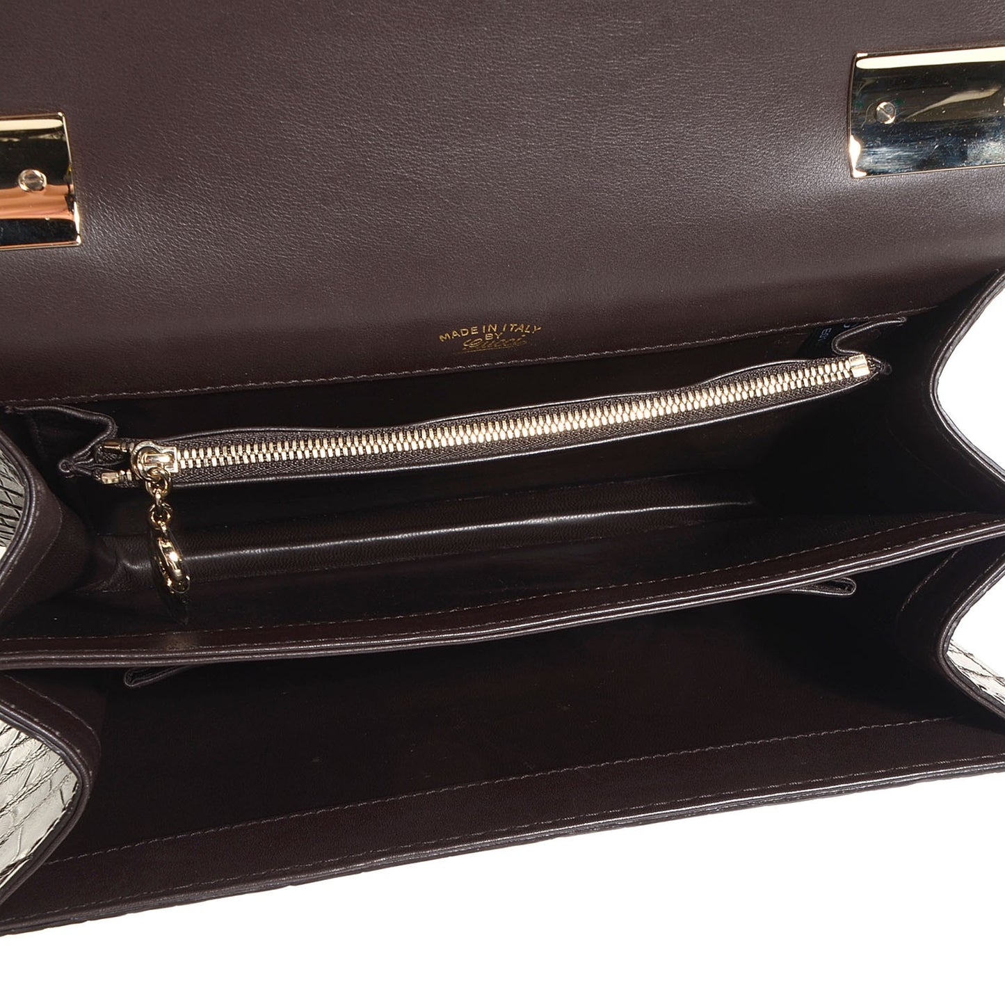 Washed Crocodile 1973 Medium Top Handle Bag Brown