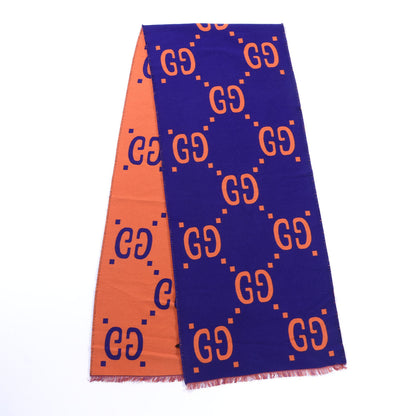 Gucci Wool Silk Monogram Jumbo GG Freedom Scarf Parma Violet Orange 1 of 3