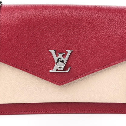 Louis Vuitton Calfskin My Lockme Chain Pochette Lie De Vin Etain Creme 8 of 9