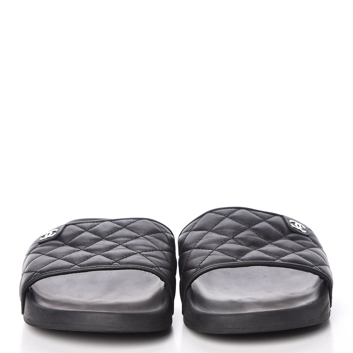 Lambskin Quilted CC Mules Sandals 42 Black