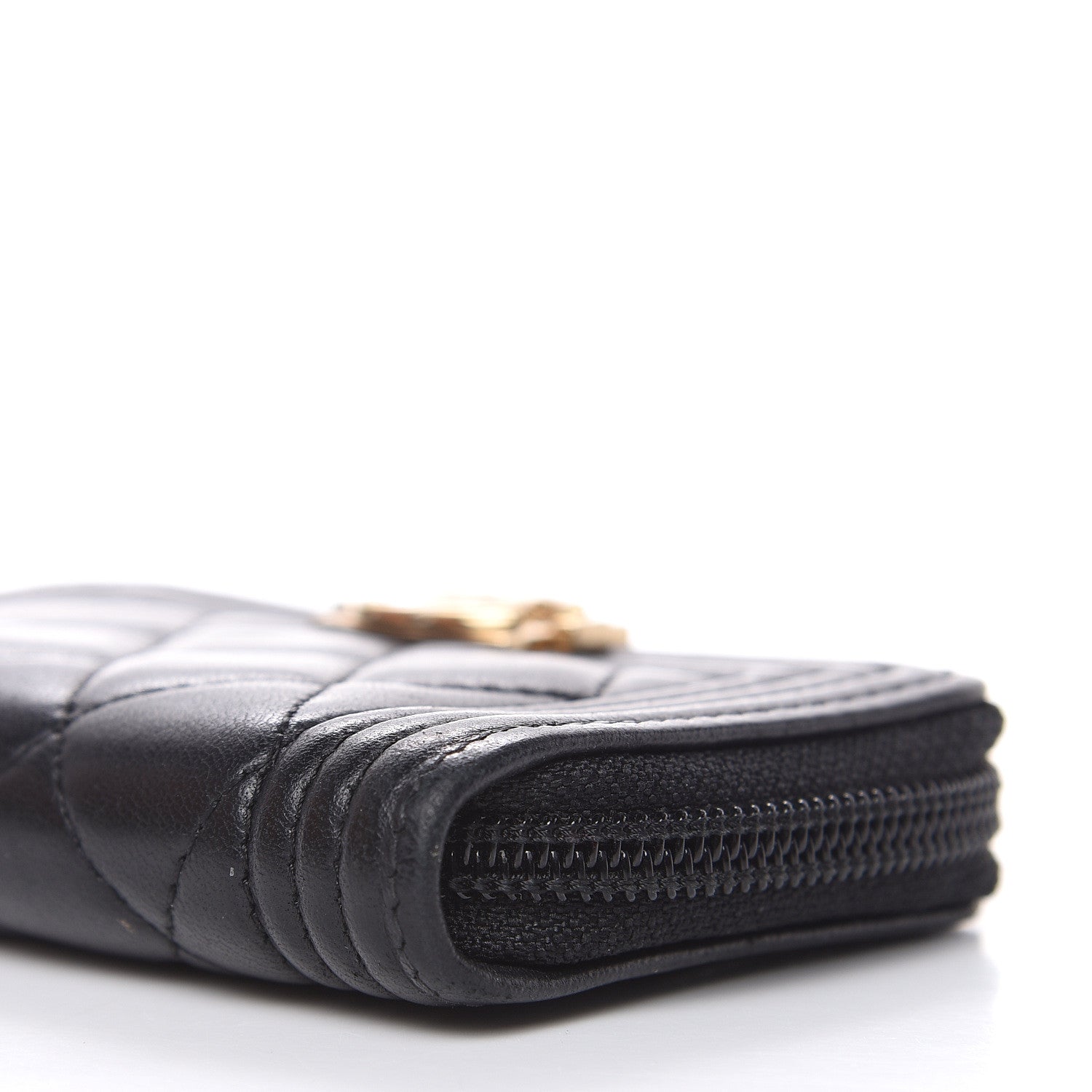 Chanel Lambskin Quilted Zip Around Boy Coin Purse Wallet Black 9 of 10