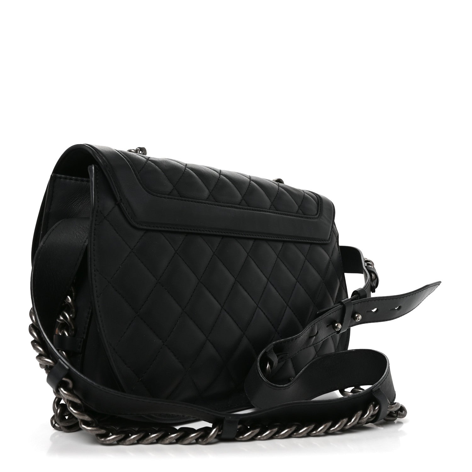 Chanel Calfskin Quilted Medium Double Chained Messenger Flap  Black 3 of 10