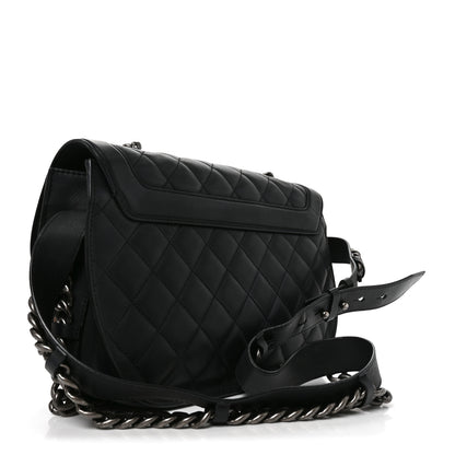 Chanel Calfskin Quilted Medium Double Chained Messenger Flap  Black 3 of 10