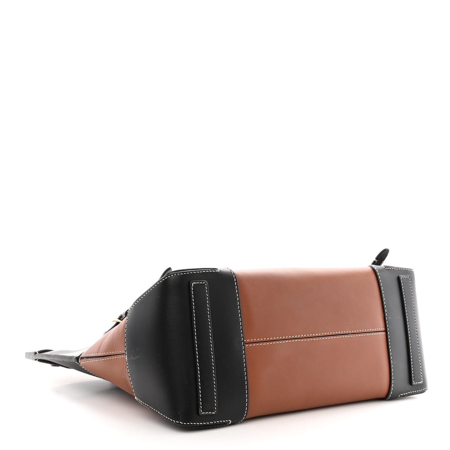 Calfskin Medium Society Top Handle Bag Black Brown