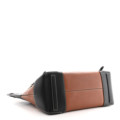 Burberry Calfskin Medium Society Top Handle Bag Black Brown 4 of 10