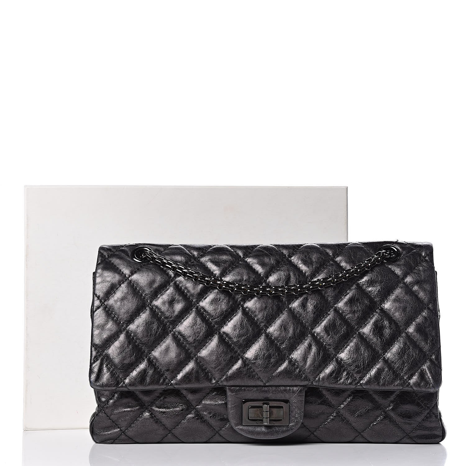 Chanel Metallic Aged Calfskin Quilted 2.55 Reissue 227 Flap So Black 15 of 15