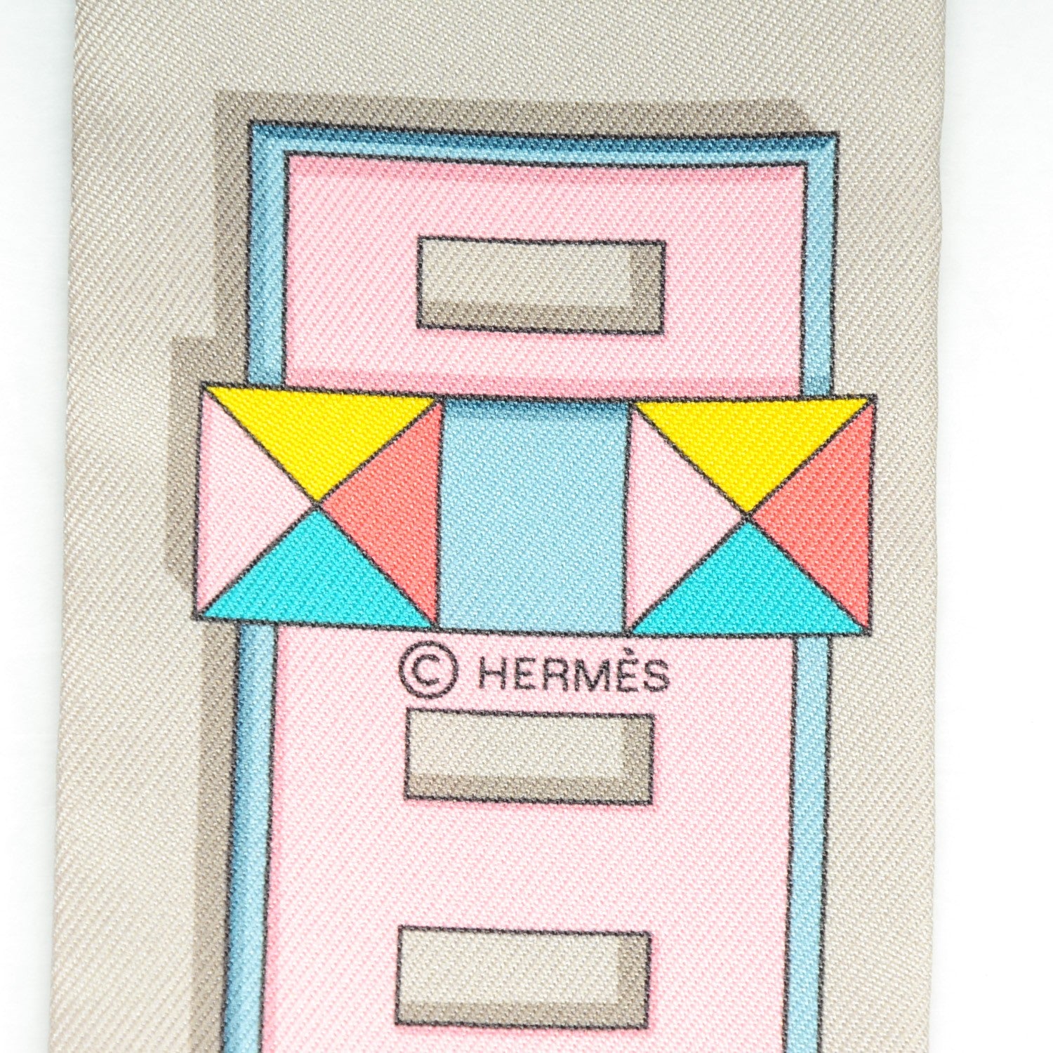 Hermes Silk Carre En Boucles Twilly Mastic Saumon Vert 5 of 6