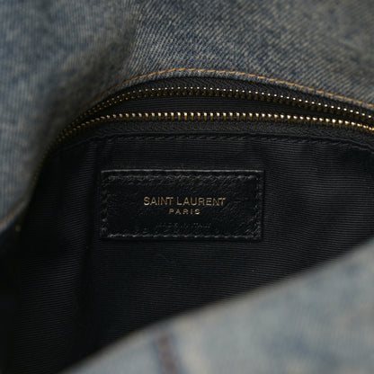 Saint Laurent Denim Quilted Small Loulou Puffer Monogram Chain Satchel Blue Cinnamon 6 of 10