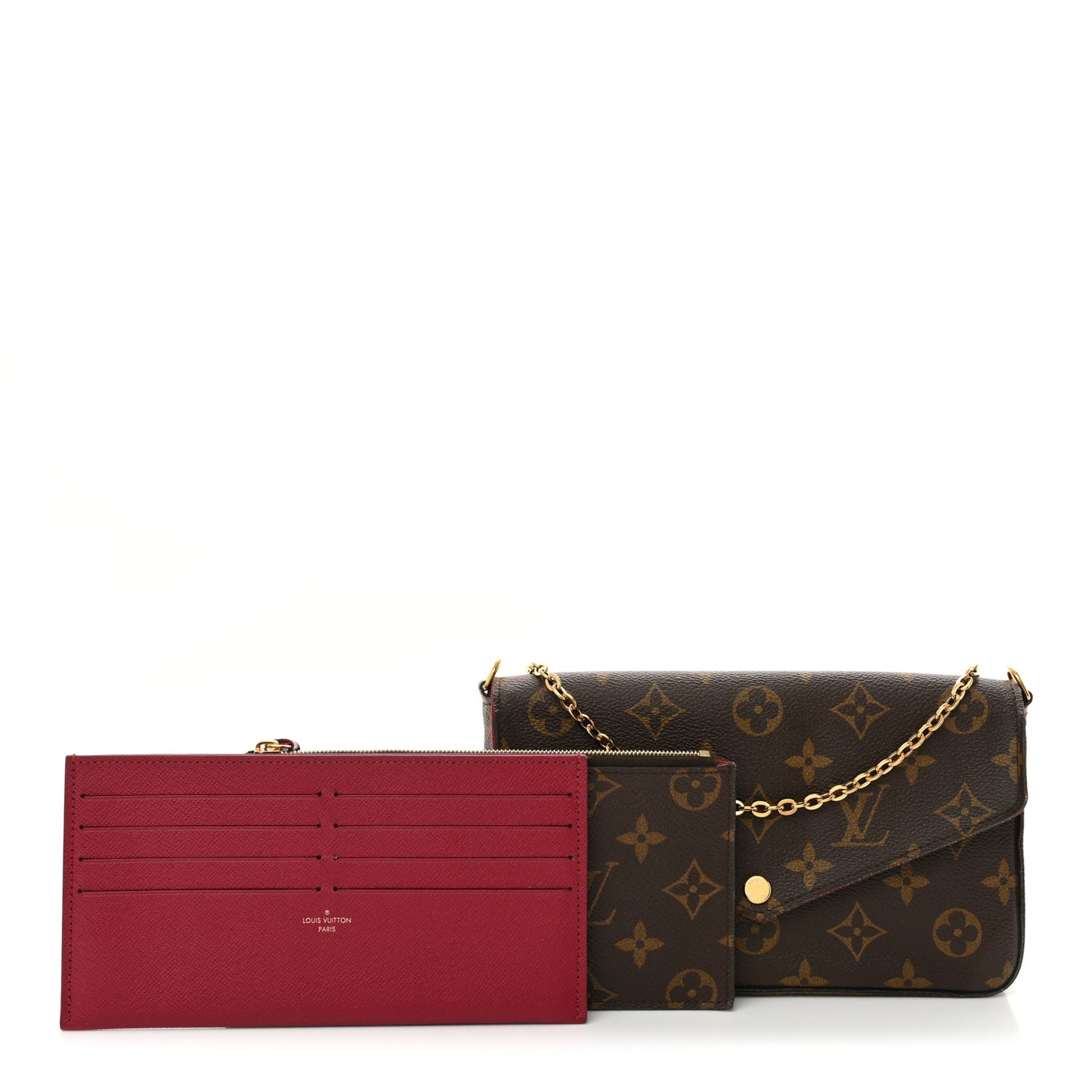 Monogram Pochette Felicie Chain Wallet Fuchsia