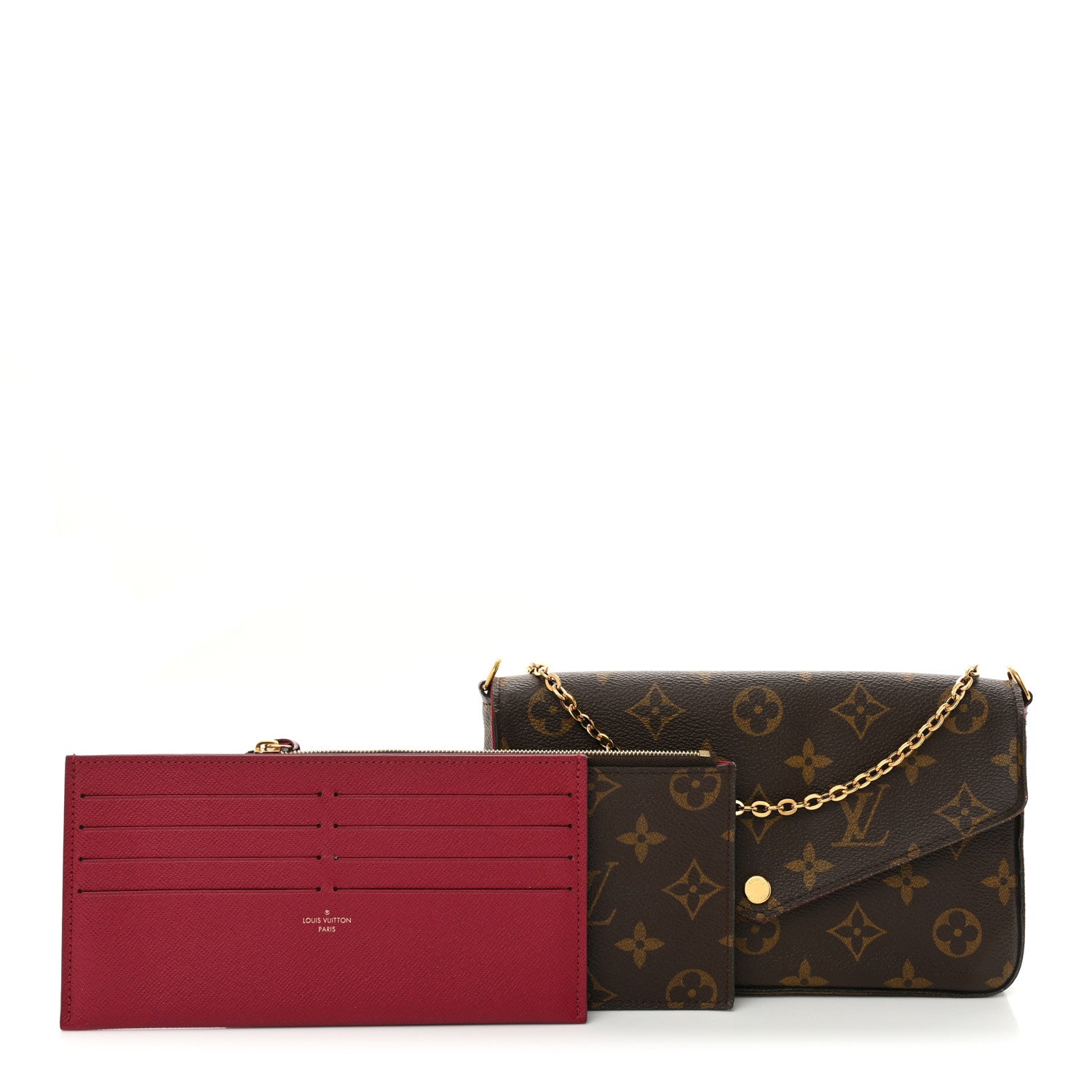 Louis Vuitton Monogram Pochette Felicie Chain Wallet Fuchsia 3 of 17