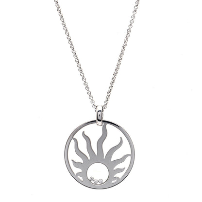 Chopard 18K White Gold Diamond Happy Diamonds Happy Sun Pendant Necklace 1 of 10