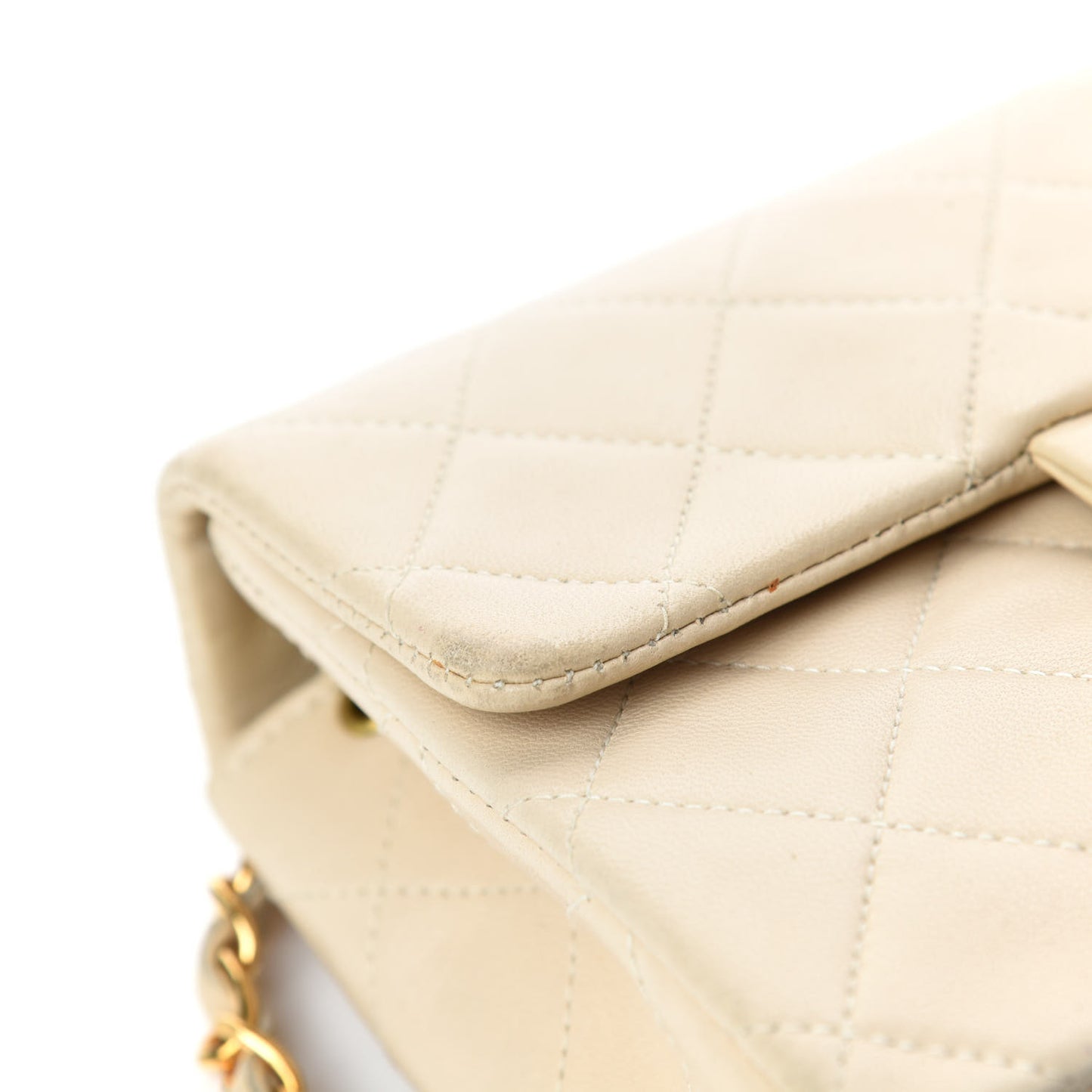 Lambskin Quilted Mini Square Flap Beige