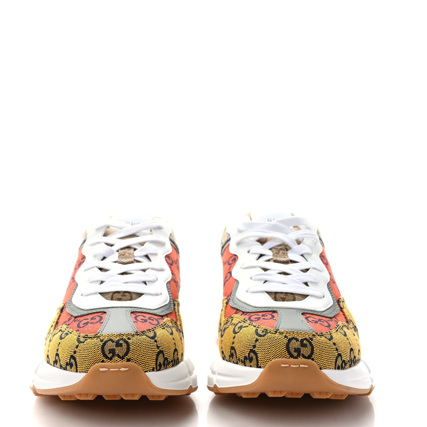 Gucci Monogram Multicolor Demetra Mens Rhyton Sneakers 8.5 Yellow Blue Great White Tabasco 2 of 9