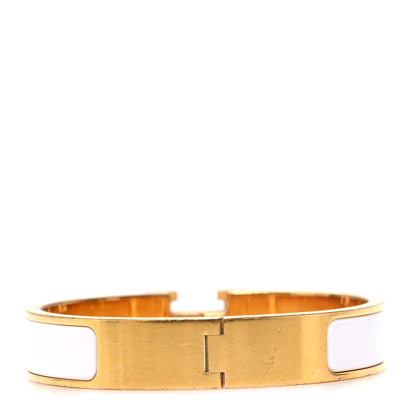 Enamel Narrow Clic Clac H Bracelet PM White