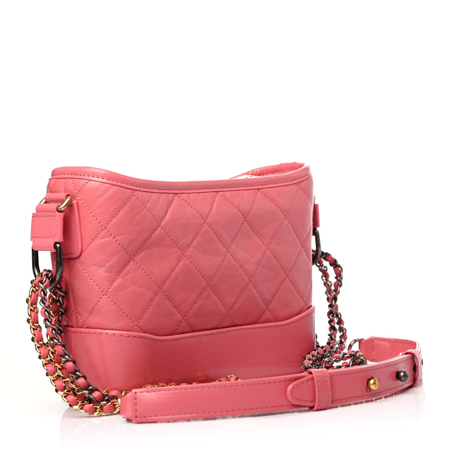 Aged Calfskin Quilted Small Gabrielle Hobo Rose