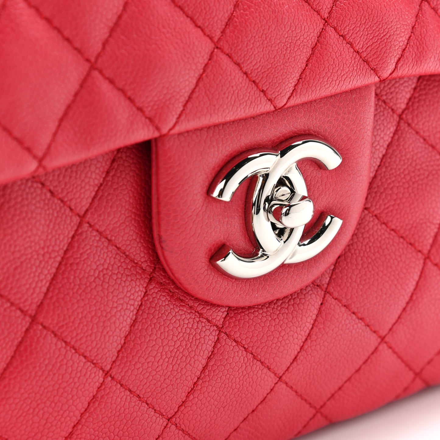 Washed Caviar Quilted Maxi Single Flap Fuchsia