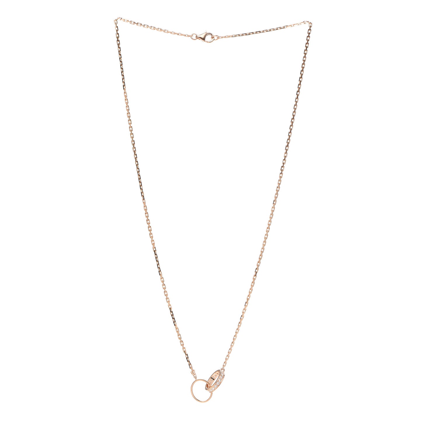 18K Pink Gold Diamond Interlocking LOVE Necklace