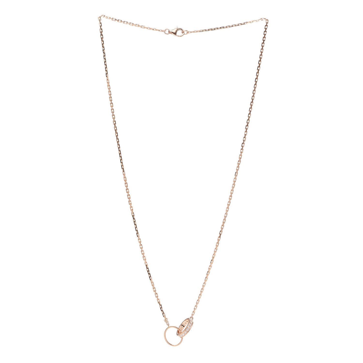 Cartier 18K Pink Gold Diamond Interlocking LOVE Necklace 3 of 5