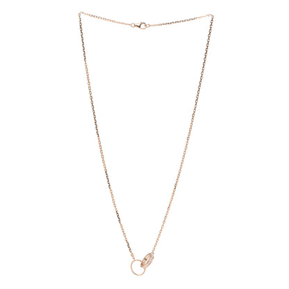 Cartier 18K Pink Gold Diamond Interlocking LOVE Necklace 3 of 5