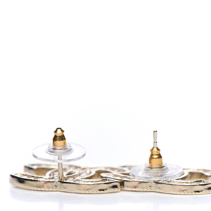 Chanel Pearl Crystal Sparkling Pearls CC Earrings Light Gold 2 of 2