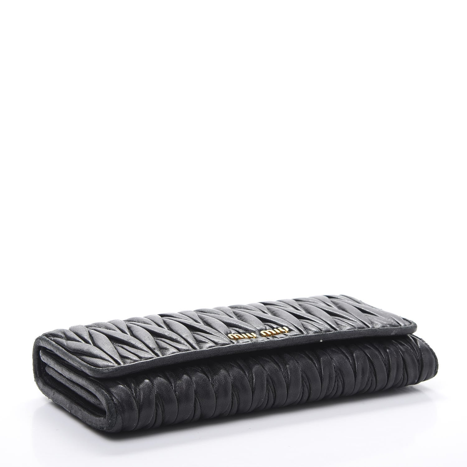 Miu Miu Nappa Matelasse Flap Wallet Black 5 of 13