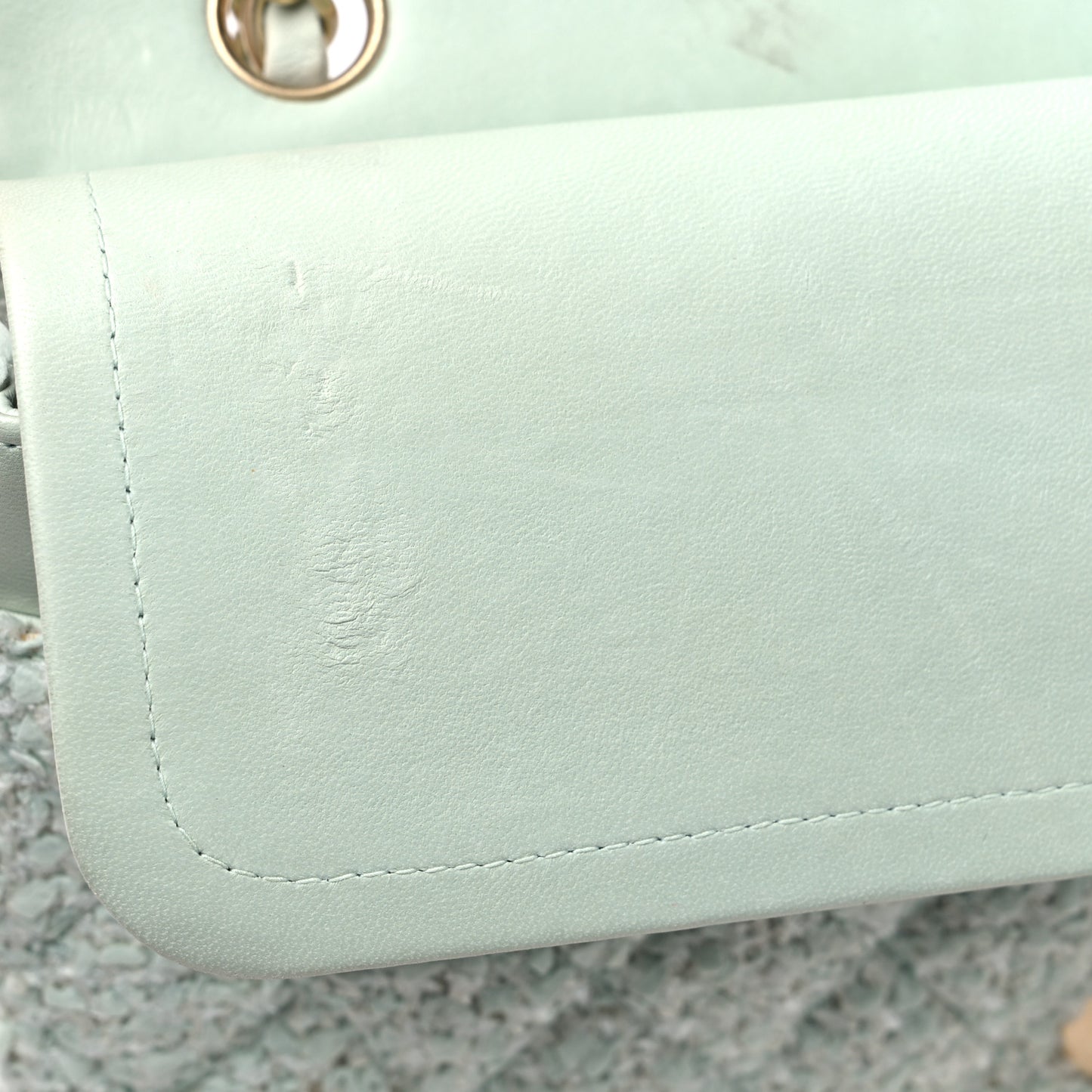 Tweed Quilted Medium Double Flap Light Turquoise
