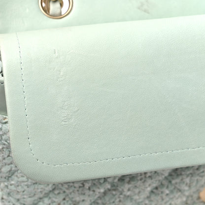 Chanel Tweed Quilted Medium Double Flap Light Turquoise 12 of 15