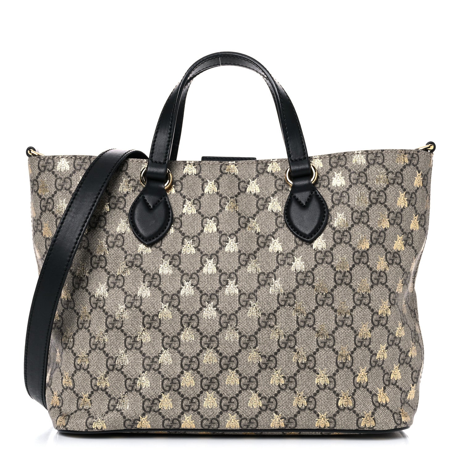 Gucci Soft GG Supreme Monogram Bees Small Crossbody Tote Beige Oro Black 1 of 13