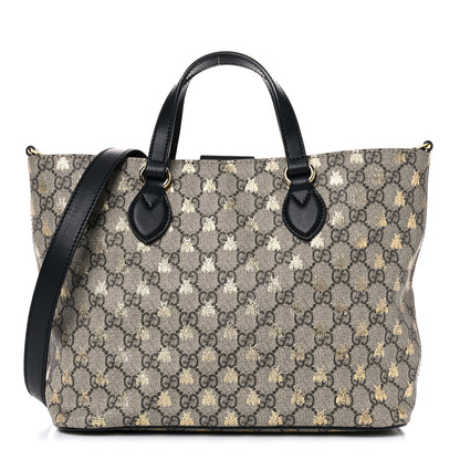 Gucci Soft GG Supreme Monogram Bees Small Crossbody Tote Beige Oro Black 1 of 13
