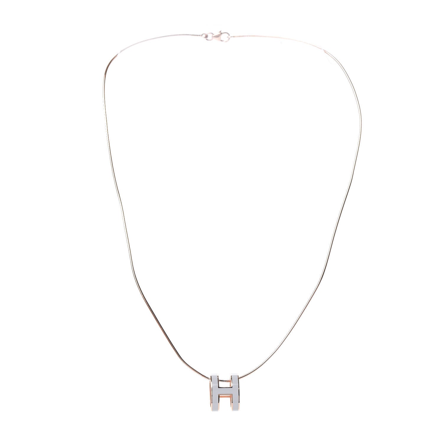 Hermes Lacquered Rose Gold Pop H Pendant Necklace White 3 of 5