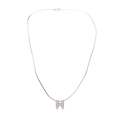 Hermes Lacquered Rose Gold Pop H Pendant Necklace White 3 of 5
