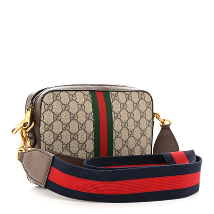 Gucci GG Supreme Monogram Textured Dollar Calfskin Web Ophidia Wristlet Shoulder Bag Beige Ebony New Acero 3 of 11