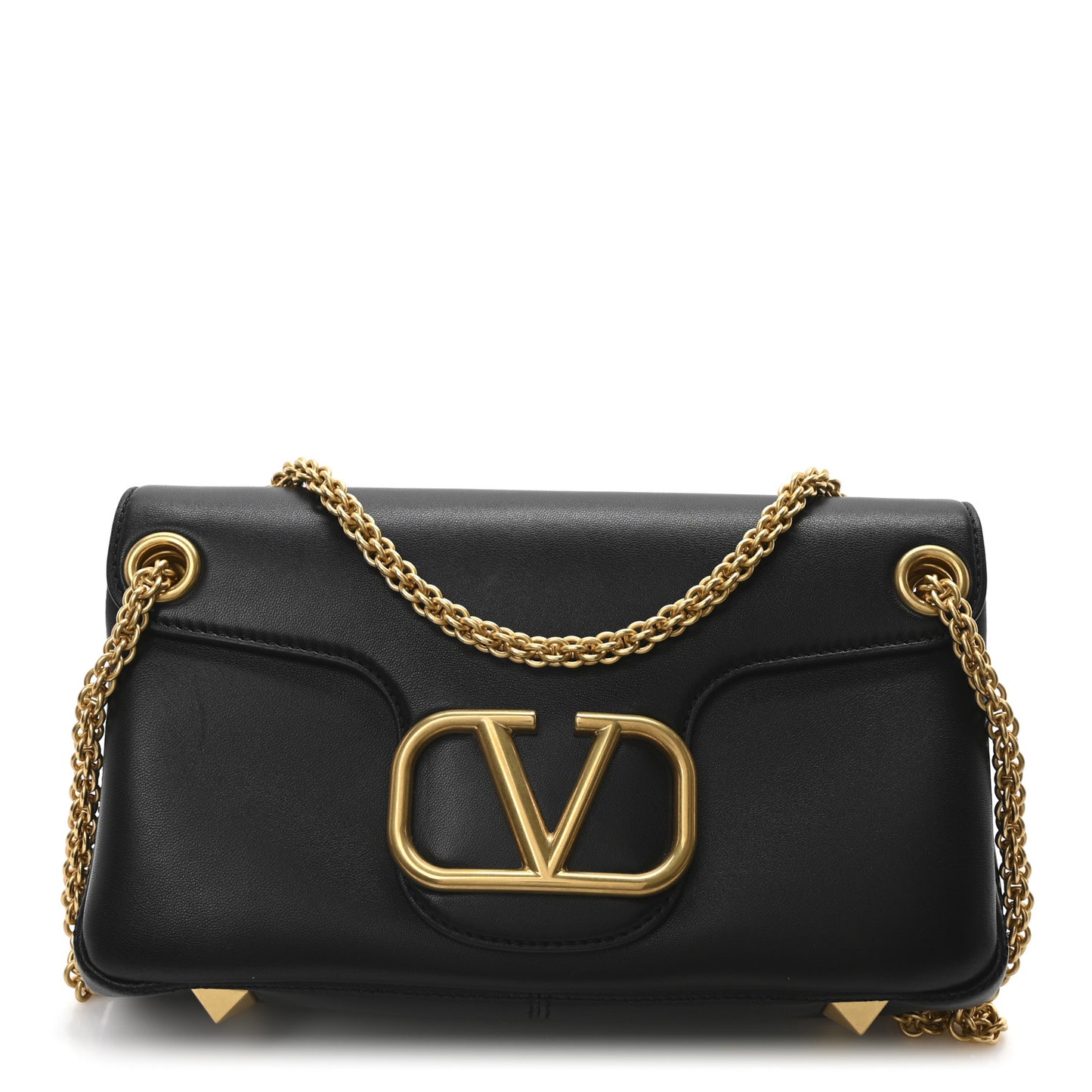 Nappa Stud Sign Shoulder Bag Black