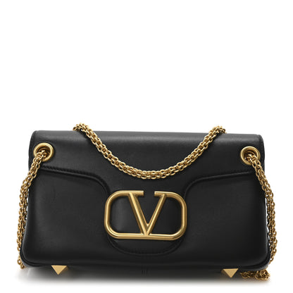 Valentino Garavani Nappa Stud Sign Shoulder Bag Black 1 of 9