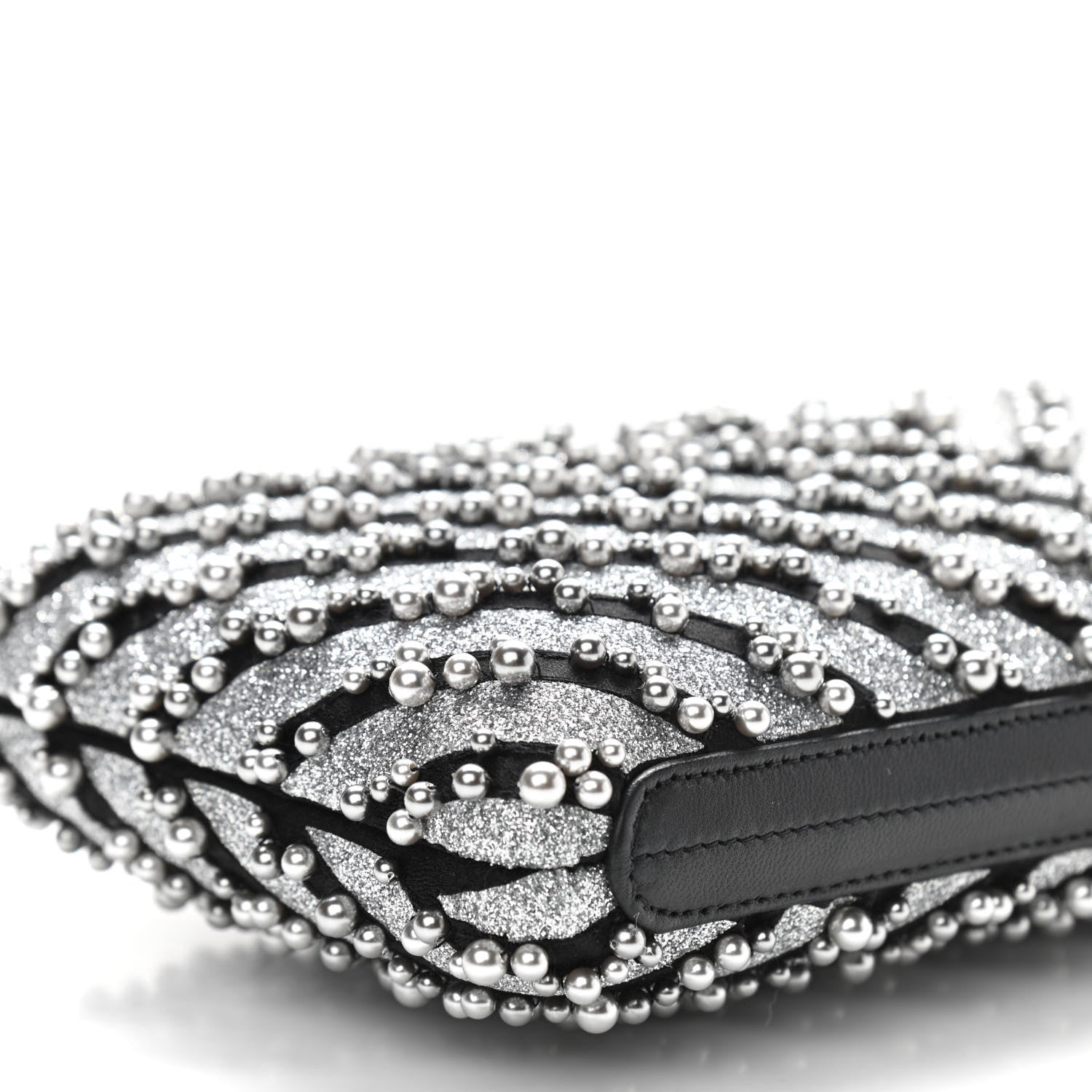 Chanel Mixed Fibers Pearl Evening Clutch Silver Black 9 of 11
