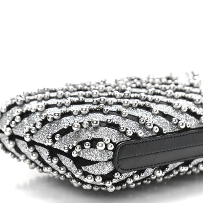 Chanel Mixed Fibers Pearl Evening Clutch Silver Black 9 of 11