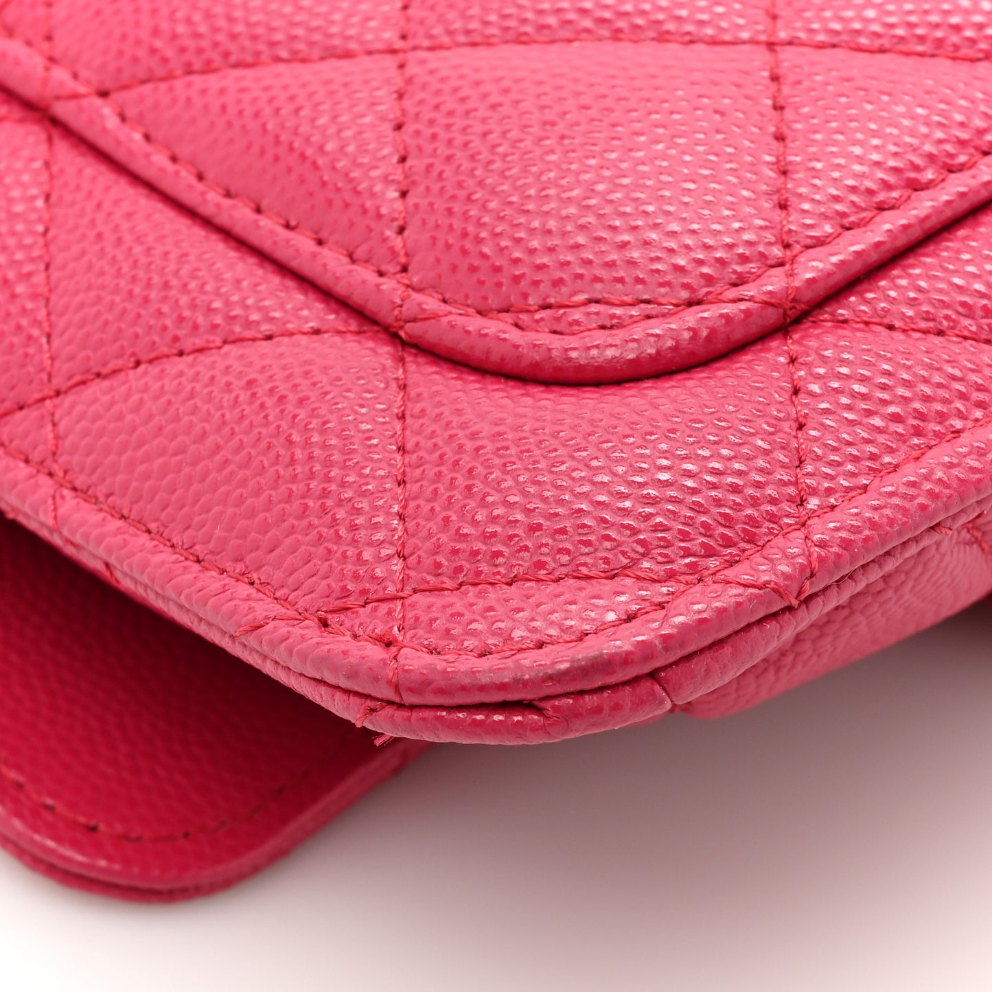 Caviar Fabric Quilted Foldable Tote With Chain Pink Multicolor