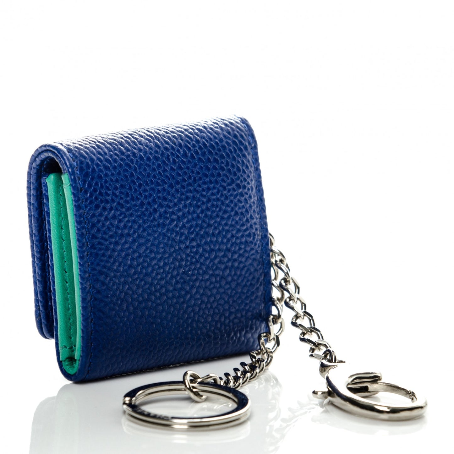 Caviar Photo Holder Key Chain Blue Turquoise