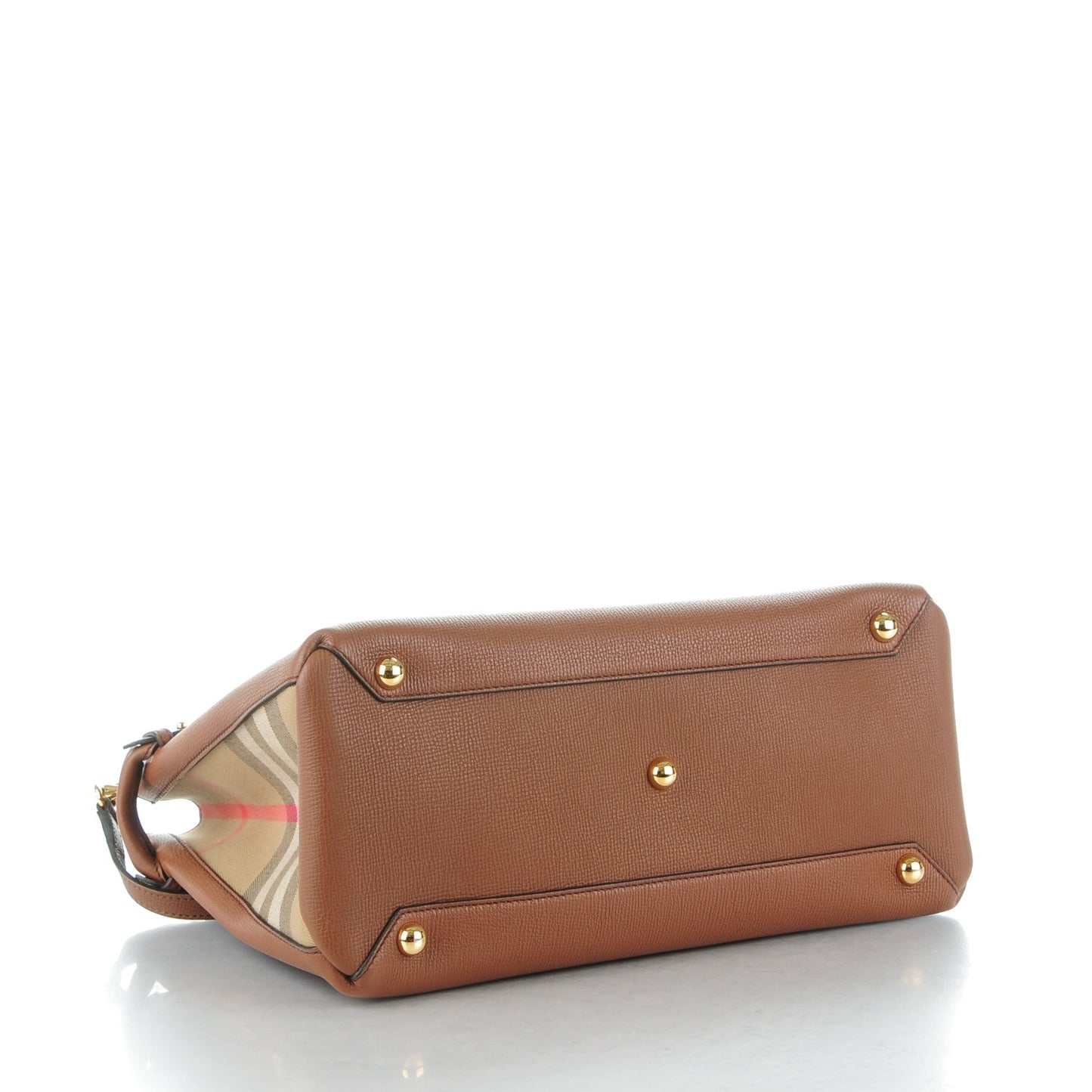 Grainy Calfskin House Check Medium Banner Tote Tan