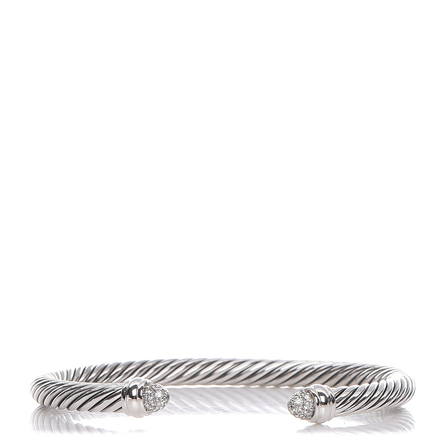 Sterling Silver Pave Diamond 5mm Cable Classics Bracelet