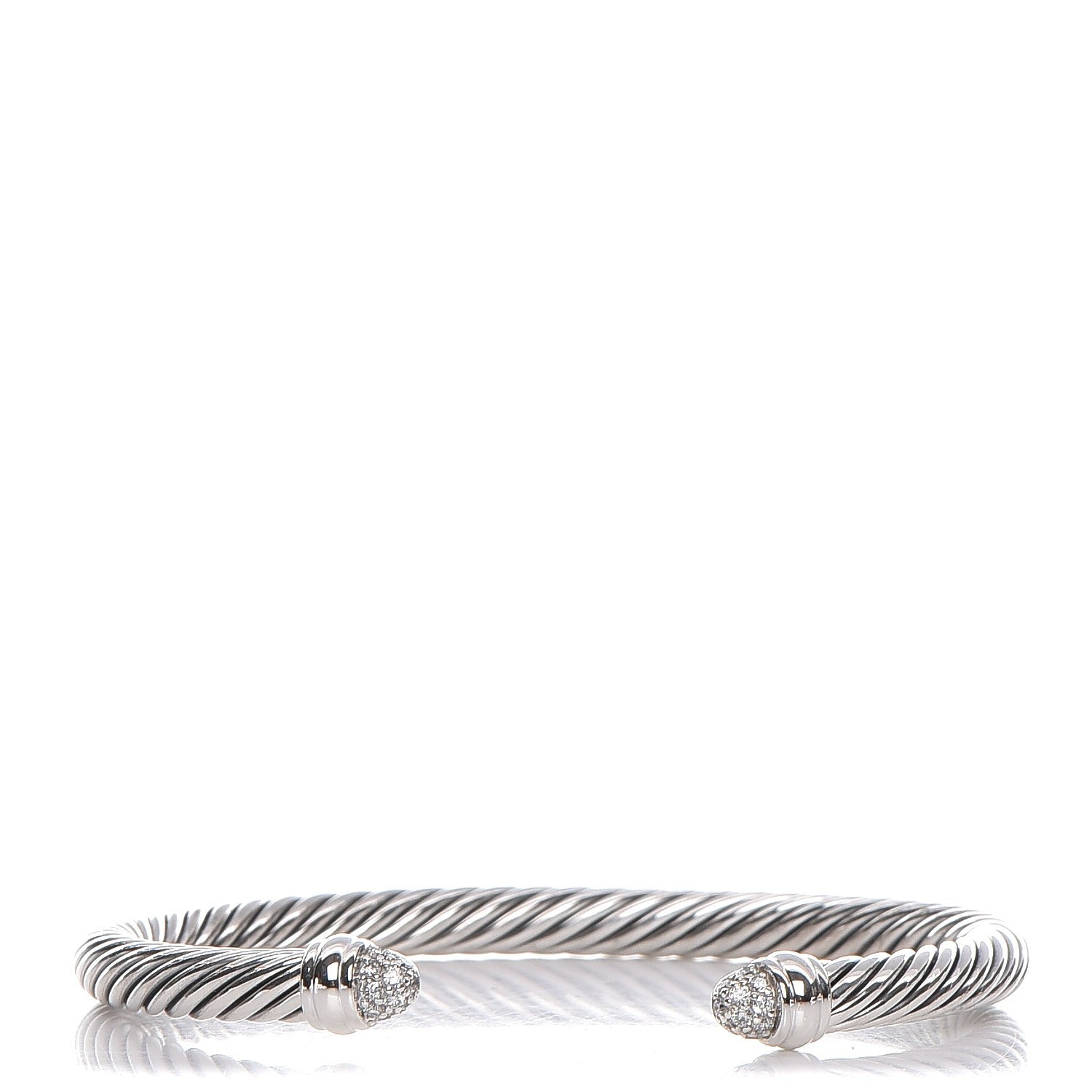 David Yurman Sterling Silver Pave Diamond 5mm Cable Classics Bracelet 1 of 5