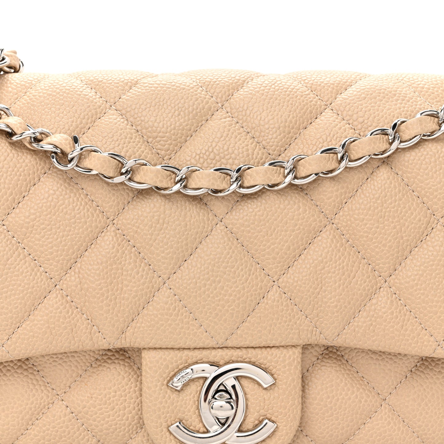 Caviar Quilted Medium Easy Flap Beige
