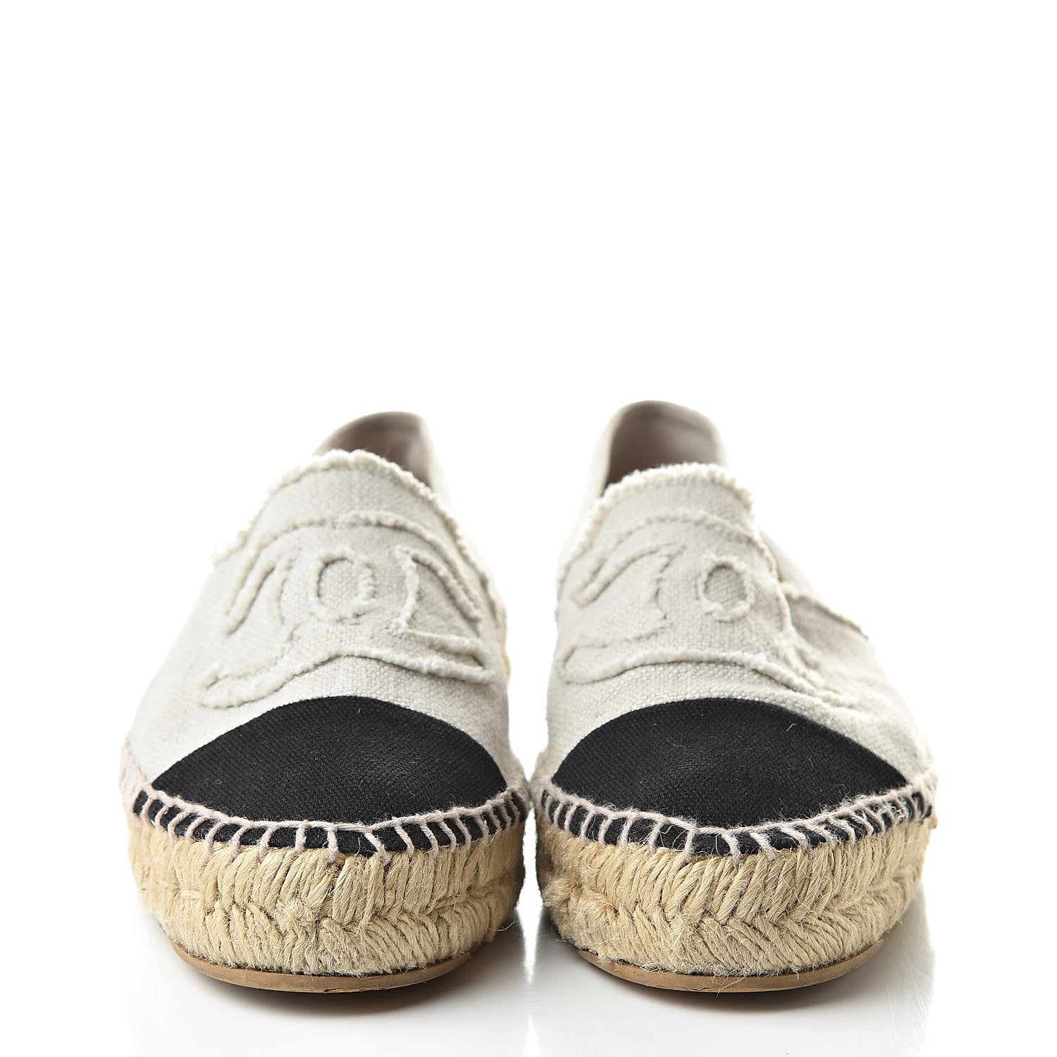 Chanel Linen CC Espadrilles 40 Beige Black 2 of 14