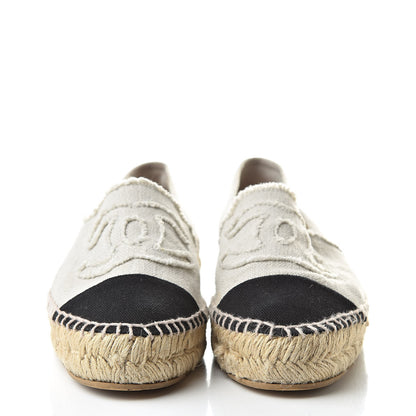 Chanel Linen CC Espadrilles 40 Beige Black 2 of 14