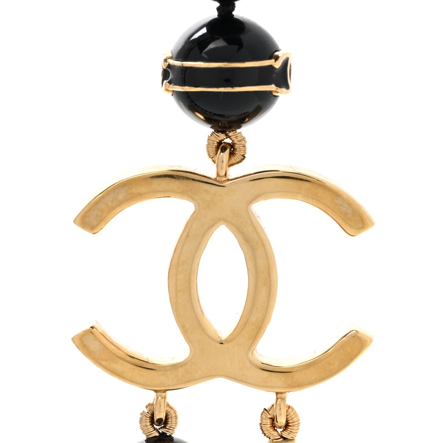 Chanel Pearl Beaded CC Necklace Black White 4 of 6