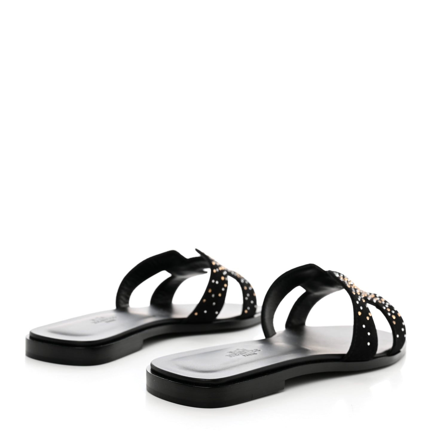 Suede Goatskin Rhinestone Oran Sandals 40 Black