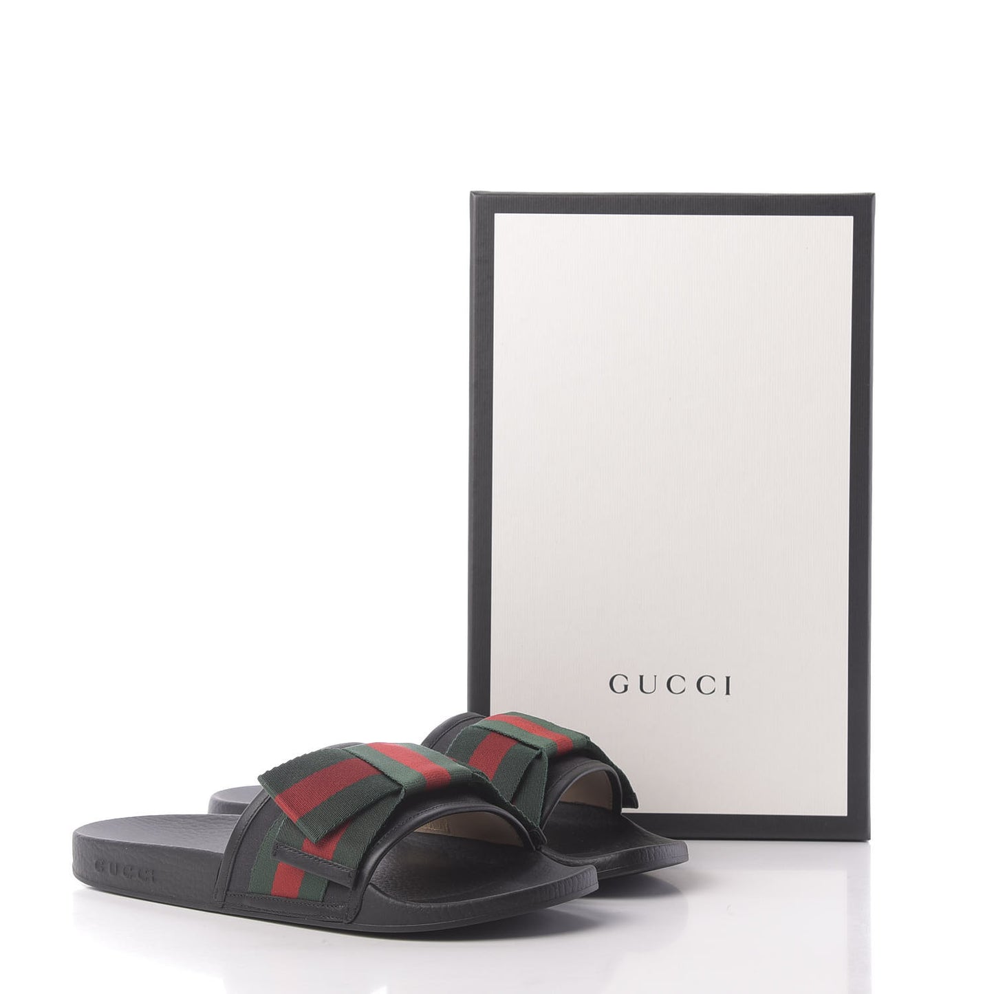 Satin Web Bow Slide Sandals 39 Black